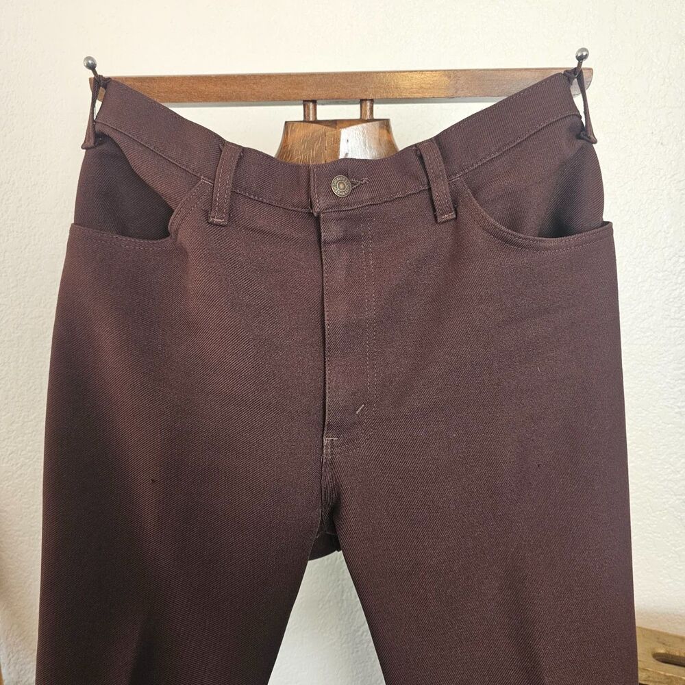 Vintage 70s Levis Sta Prest Trousers Chocolate Brown 5 Pocket Dacron USA 38